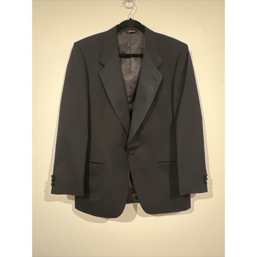 YSL Yves Saint Laurent Men's Blazer Color Pinstripes Black Wool Size 43R